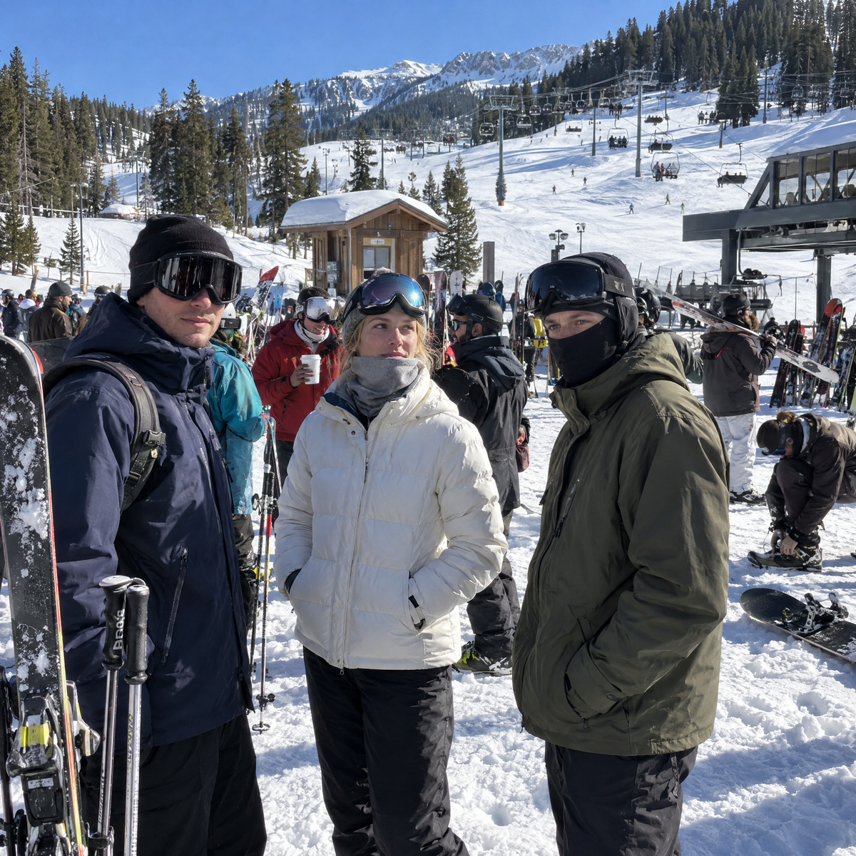 Skier in a plain black balaclava