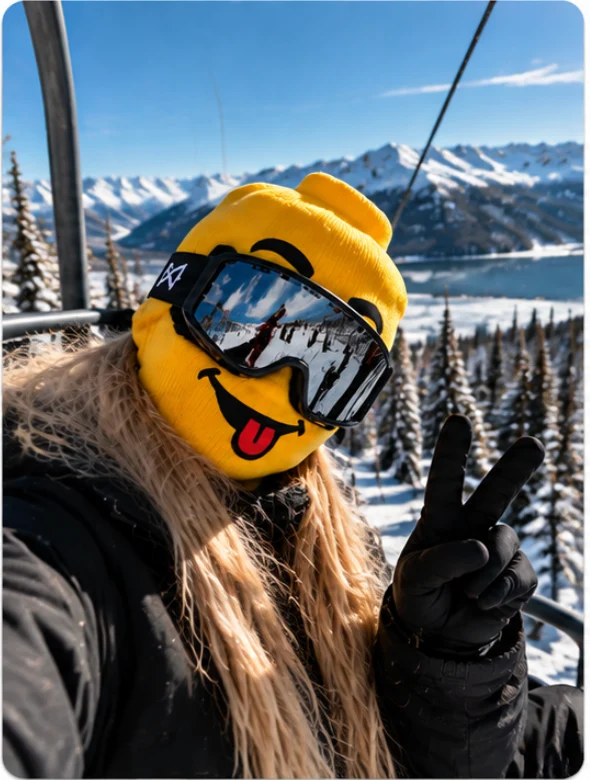 Rooog ski mask on the slopes