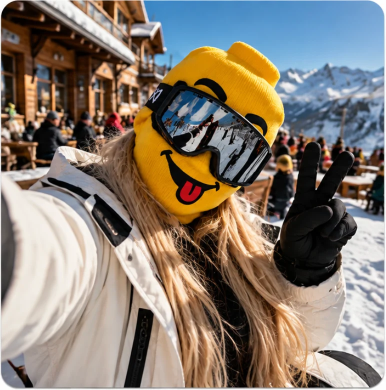 Customer wearing the Rooog ski mask