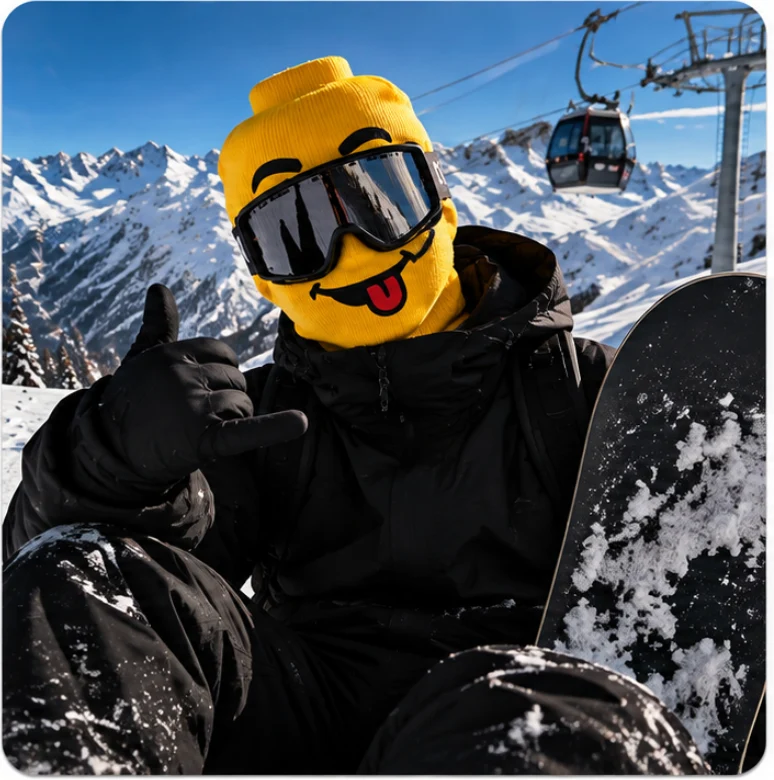 Customer wearing the Rooog ski mask